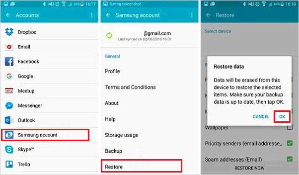 Obtenga contactos de un teléfono roto con la cuenta Samsung