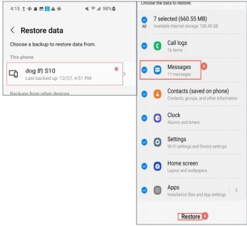 recuperar textos eliminados de Samsung Cloud