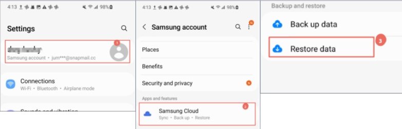 recuperar textos eliminados de Samsung Cloud