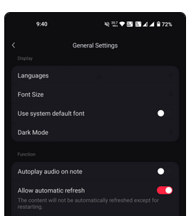 Cambiar el idioma en Rednote en Android