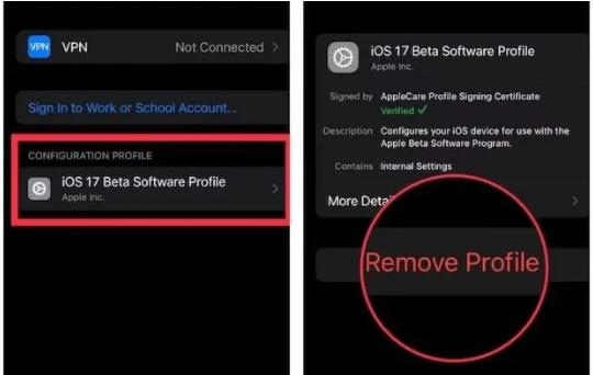 Eliminar perfil iOS 18