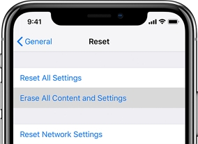 Borrar todos los contenidos y configuraciones