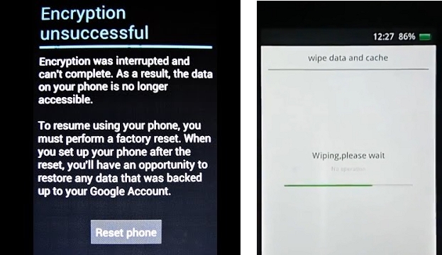 Restablecer el teléfono para arreglar el cifrado de Android sin éxito