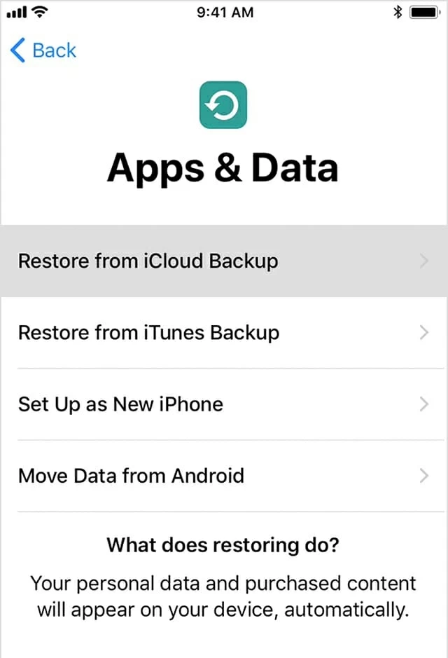 Restaurar datos en iPad desde la copia de seguridad de iCloud