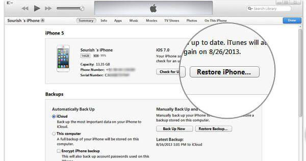 Cómo restaurar fotos eliminadas en iPhone desde iTunes Backup