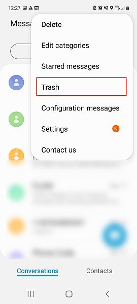 Recupere el mensaje eliminado Samsung Recycle Bin 2