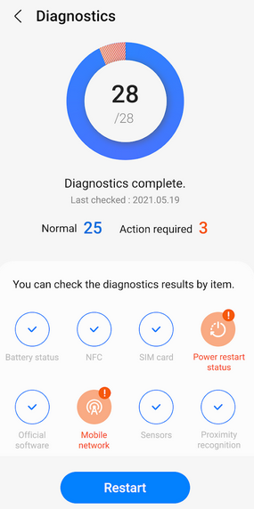 Verifique la salud de la batería para arreglar a Samsung sin carga