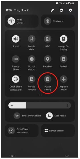 Panel de configuración rápida de Samsung
