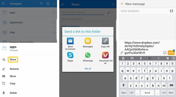 Enviar enlace a través de aplicaciones sociales