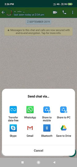 Recupere los viejos mensajes de WhatsApp a través del historial de chat desde Interlocutor