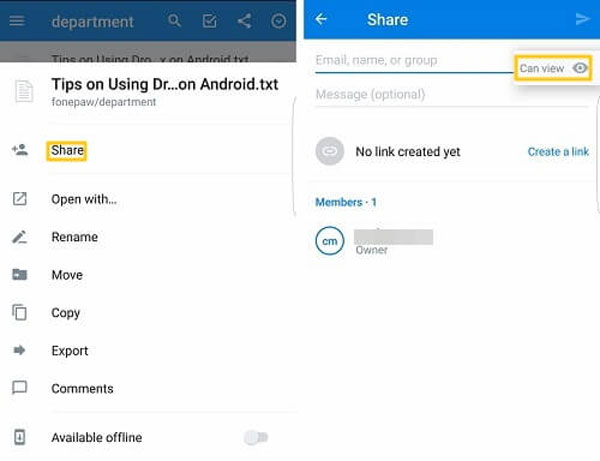 Comparta archivos Dropbox con otro usuario de Dropbox