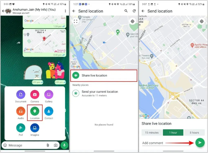 whatsapp para compartir la ubicación de iPhone a Android