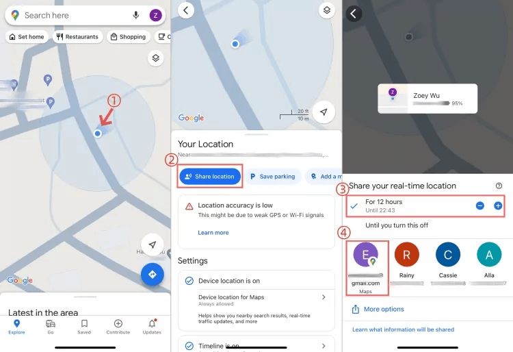 Google Maps para compartir la ubicación de iPhone a Android