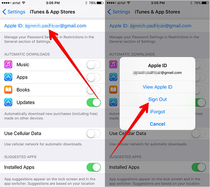Firme de la identificación de Apple y vuelva a iniciar sesión