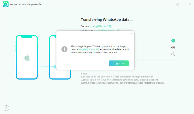 Inicie sesión en WhatsApp en Target iPhone