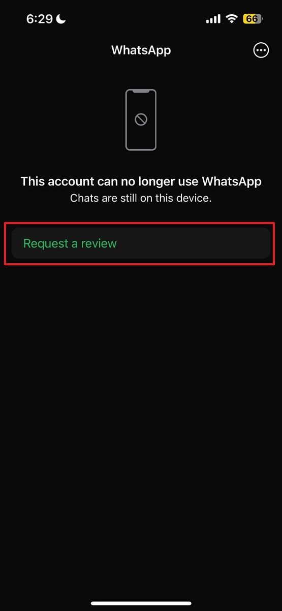 Toque Solicitar una opción de revisión