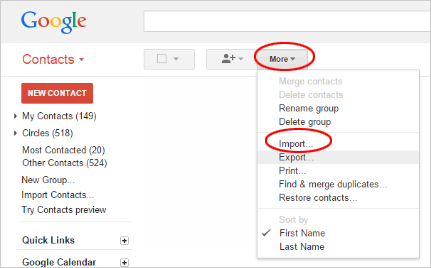 Importar contactos a Gmail