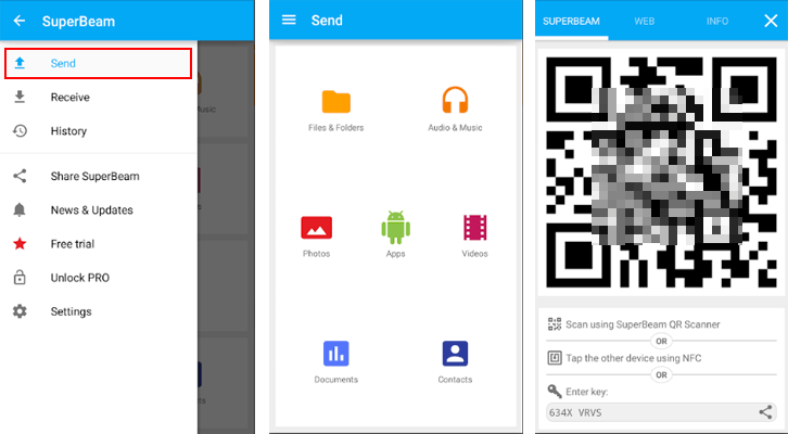 Aplicación de transferencia WiFi Android a Windows como SuperBeam
