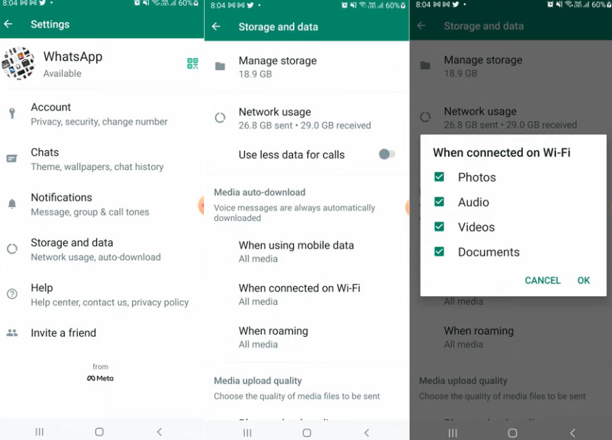 deshabilitar Descargar WhatsApp Media automáticamente
