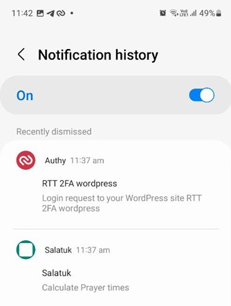 Desactive el historial de notificaciones para arreglar la batería de Samsung Drainando rápidamente