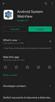 Reinstalar actualizaciones de WebView del sistema