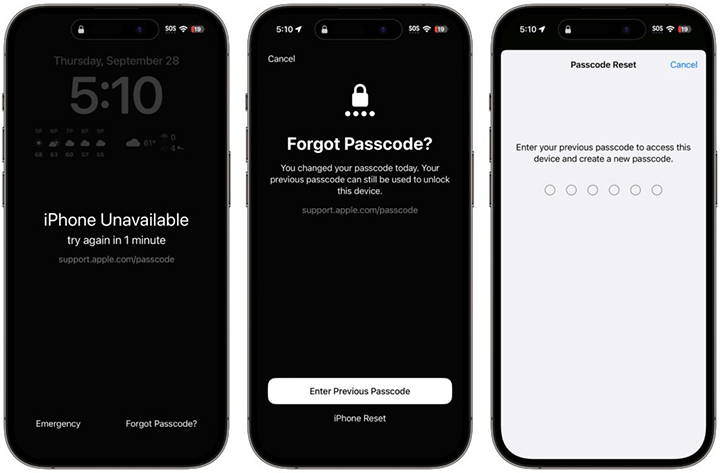 restablecer el código de acceso de iPhone olvidado