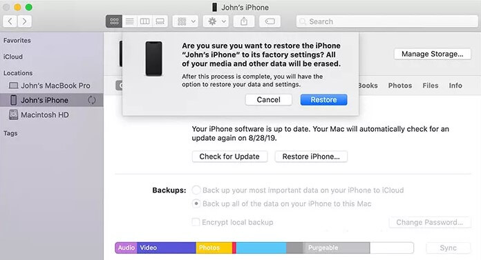 Fábrica Restablecer iPhone sin contraseña