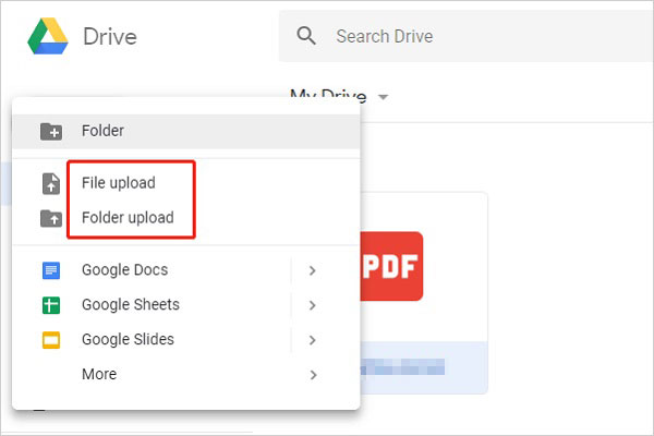 Cargar datos de PC a Google Drive