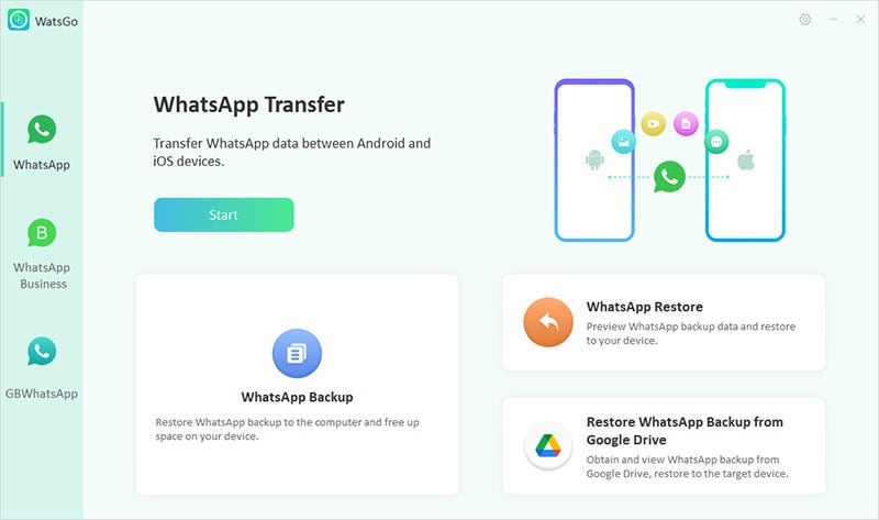 Seleccione la interfaz principal de transferencia de whatsapp