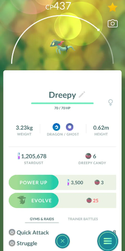 ¿Qué es Dreepy en Pokemon Go?