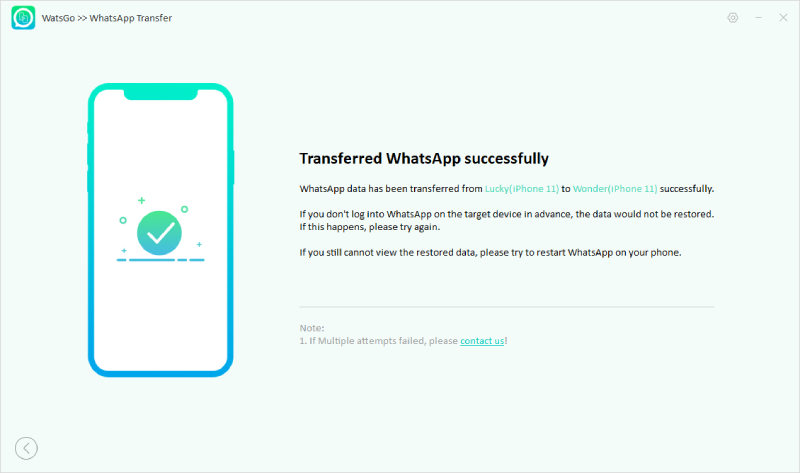 Transfiera WhatsApp de iPhone a iPhone con éxito