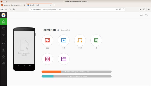 Aplicación de transferencia WiFi Android como Xender